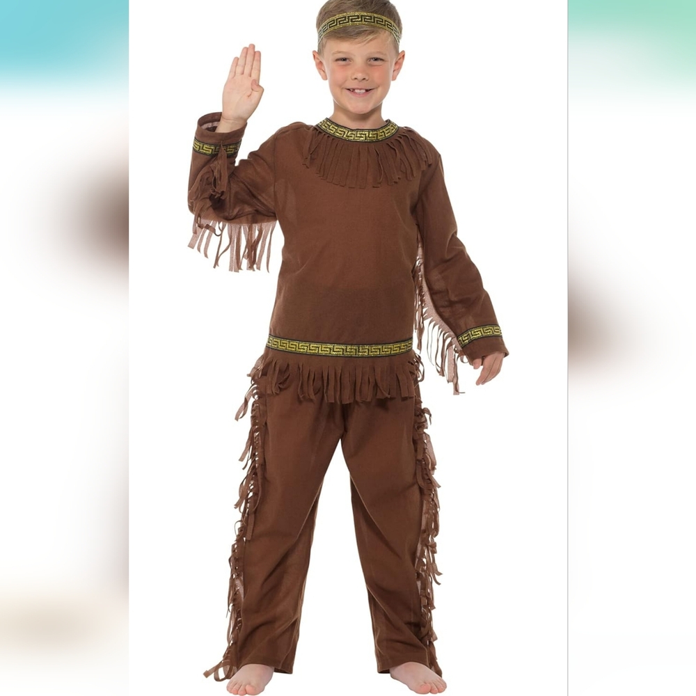 Karnival Costumes - Native American Brave Boy's Costume - S Brown - Picture 2 of 9